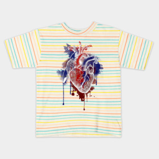 Digital Anatomical Watercolor Heart (White Version) Kids T-Shirt