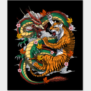 Japanese Dragon Tiger Posters and Art