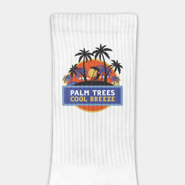 Retro Distressed Palm Trees Cool Breeze by the sea in a beach chair by Joaddo