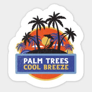 Retro Distressed Palm Trees Cool Breeze by the sea in a beach chair Sticker