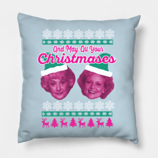 Golden Christmas Bea White Pillow