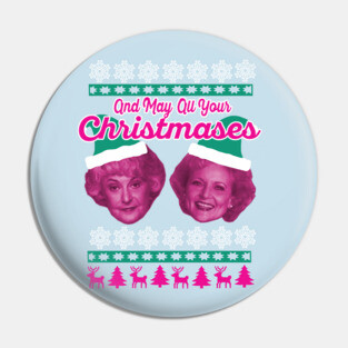 Golden Christmas Bea White Pin