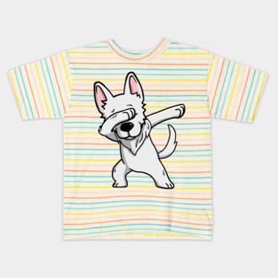 White German Shepherd Dabbing Kids T-Shirt