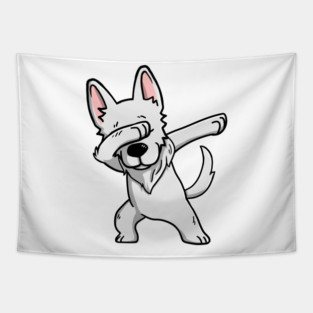 White German Shepherd Dabbing Tapestry