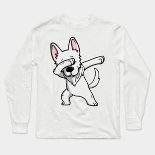 White German Shepherd Dabbing Long Sleeve T-Shirt