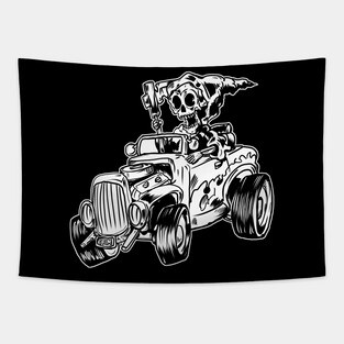 Hot Rod Grim Reaper Driving Boi Tapestry
