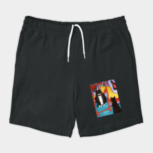 Tuxedo Cat and Fun House Mirror Shorts