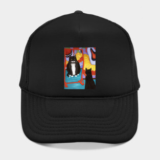 Tuxedo Cat and Fun House Mirror Hat