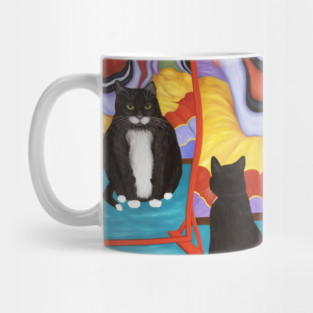 Tuxedo Cat and Fun House Mirror Mug