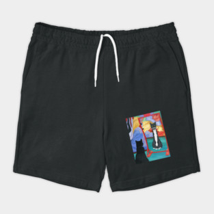 Tuxedo Cat in Fun House Skinny Mirror Shorts
