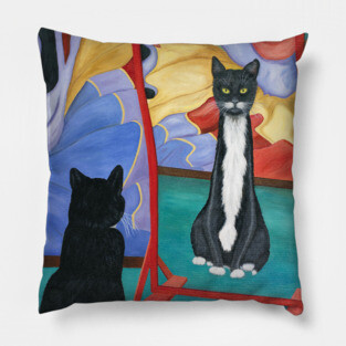 Tuxedo Cat in Fun House Skinny Mirror Pillow