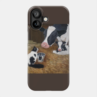 Tuxedo Cat with Cow and Calf Phone Case