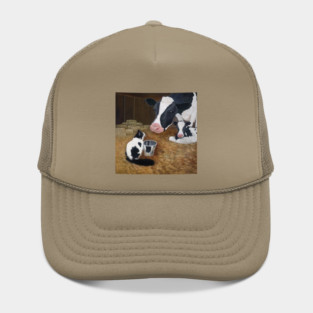 Tuxedo Cat with Cow and Calf Hat