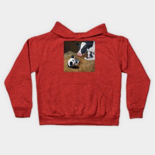 Tuxedo Cat with Cow and Calf Kids Hoodie