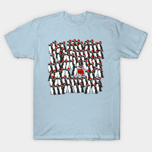 Christmas Humor Awkward Party for Funny Santa Penguins T-Shirt