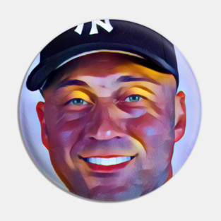 Derek Jeter CARTON ART -  baseball lovers gifts vintage Retro Pin