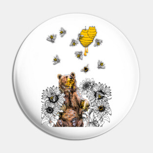 Bear bee and honey Pin