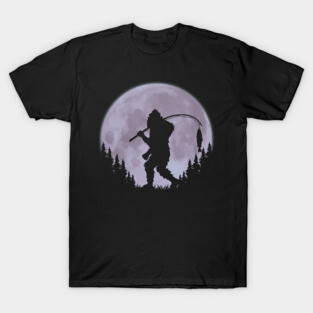 Bigfoot Fishing Moon Funny Sasquatch And Fish T-Shirt