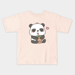 Cute Panda Loves Boba Tea Kids T-Shirt