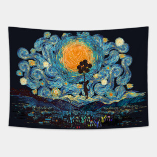 the ballons girl starry night Tapestry