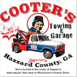 Cooter's Towing Worn Hazzard County Posters and Art