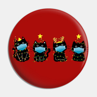 Funny Christmas Cats in Face Masks Pin