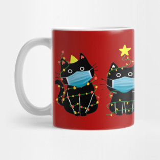 Funny Christmas Cats in Face Masks Mug
