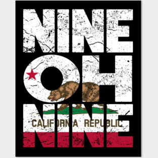California Area Code 909 California Republic Flag Posters and Art