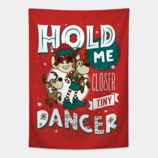 Tiny Dancer - Vintage Cartoon Christmas Elf - Musical Elfton John Tapestry