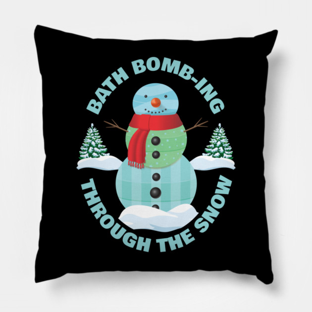 Bath bomb-ing Through The Snow Rustic Winter Pillow by creative