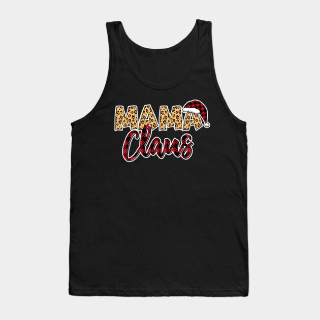 Mama Claus Red Plaid Santa Hat & Leopard Pattern Tank Top by creative