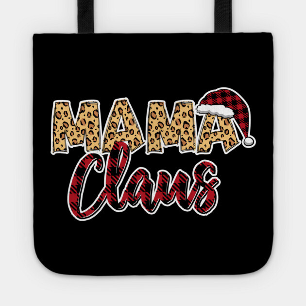 Mama Claus Red Plaid Santa Hat & Leopard Pattern Tote by creative