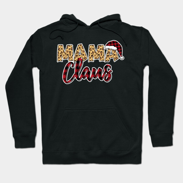 Mama Claus Red Plaid Santa Hat & Leopard Pattern Hoodie by creative