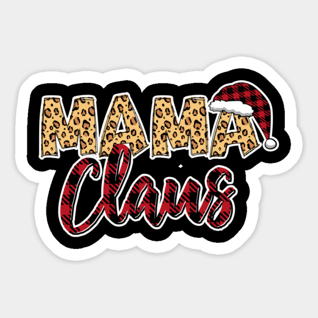 Mama Claus Red Plaid Santa Hat & Leopard Pattern Magnet by creative