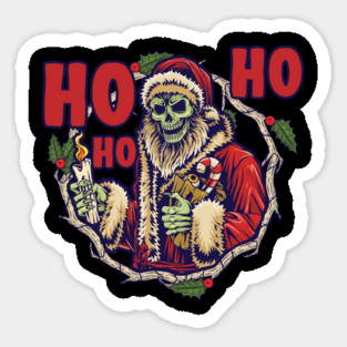 Ho Ho Ho Scary Santa Skeleton Christmas Skull Magnet