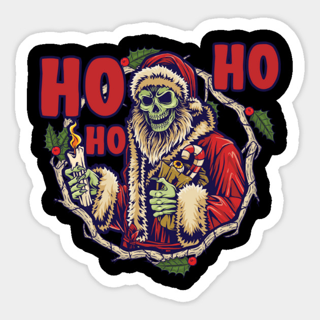 Ho Ho Ho Scary Santa Skeleton Christmas Skull Magnet by creative