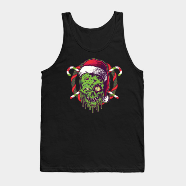 Creepy Santa Skull Zombie Christmas Skull Tank Top by creative