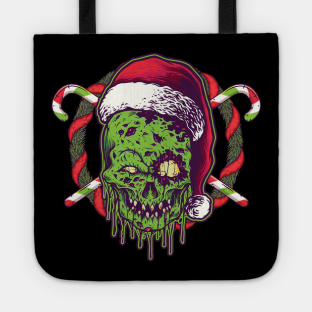 Creepy Santa Skull Zombie Christmas Skull Tote by creative
