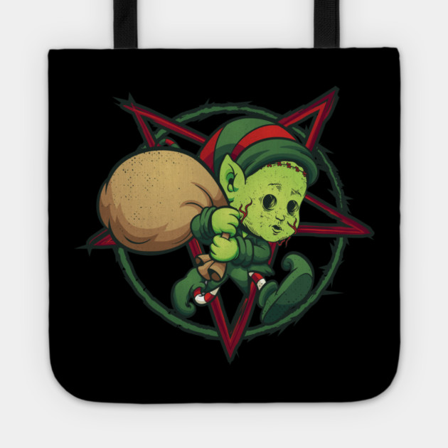 Evil Zombie Elf Creepy Christmas Horror Tote by creative