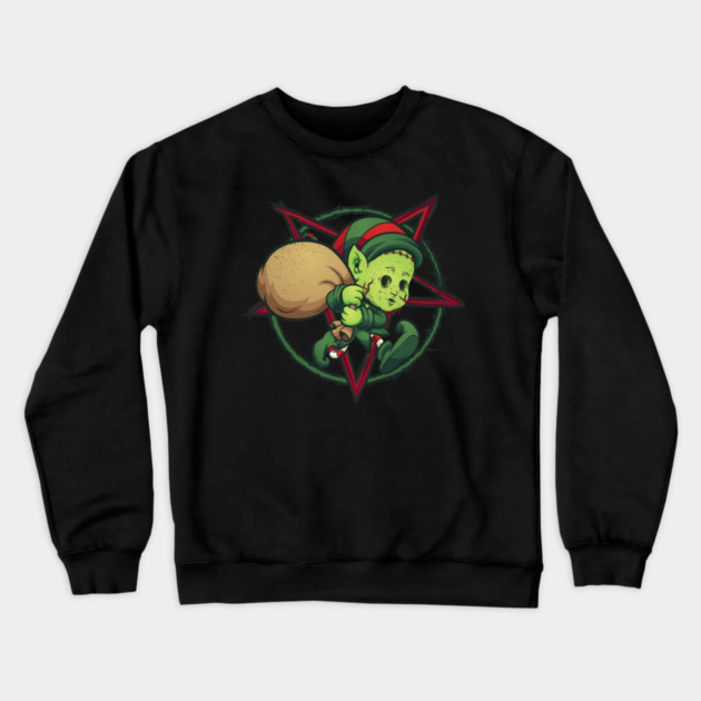 Evil Zombie Elf Creepy Christmas Horror Crewneck Sweatshirt by creative