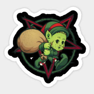 Evil Zombie Elf Creepy Christmas Horror Magnet