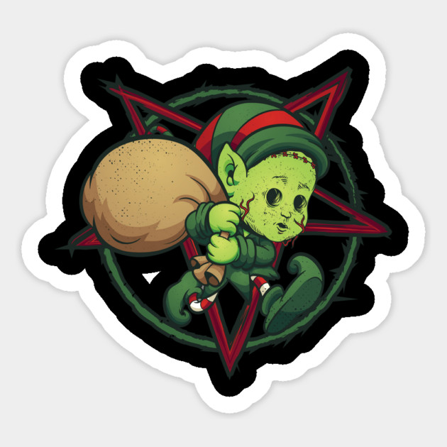 Evil Zombie Elf Creepy Christmas Horror Magnet by creative