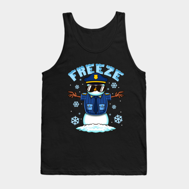 Freeze Police Snowman Hilarious Christmas Police Officer Tank Top by creative