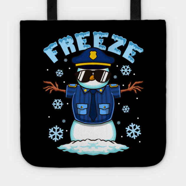 Freeze Police Snowman Hilarious Christmas Police Officer Tote by creative