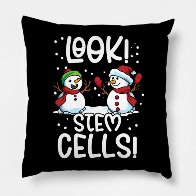 Look! Stem Cells! Hilarious Snowmen Biology Pun Pillow by creative