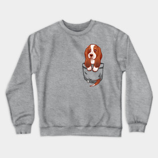 Pocket Cute Basset Hound Puppy Crewneck Sweatshirt