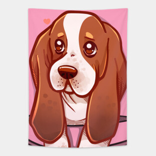 Pocket Cute Basset Hound Puppy Tapestry