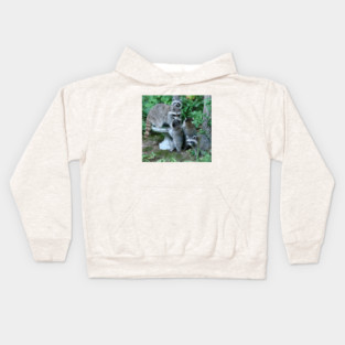 Raccoon Mom with 4 Kits Kids Hoodie