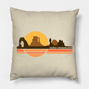 Arches National Park Retro 70s Tourist Souvenir Pillow