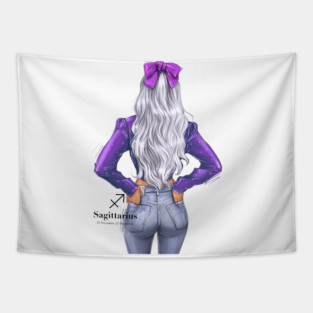 Sagittarius Zodiac Fashion Girl Tapestry